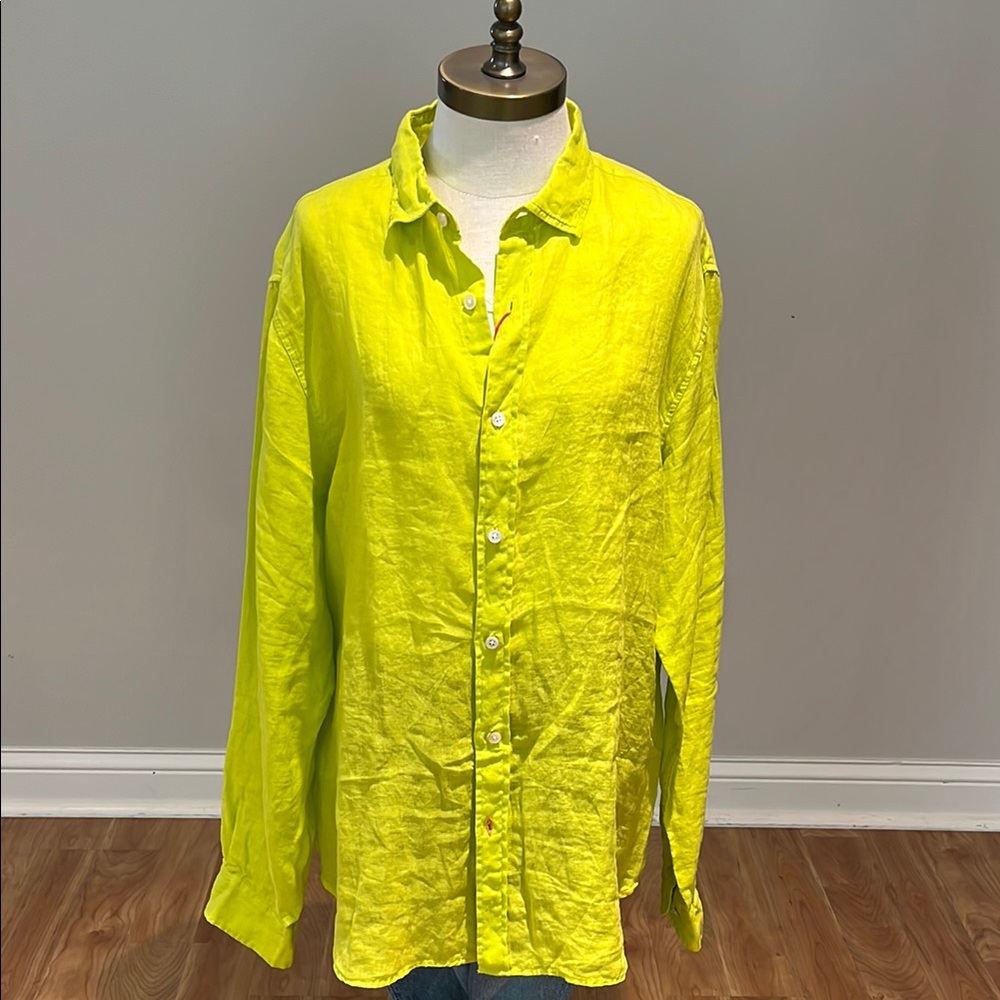 SOLD NEW!!! Swims Amalfi Neon yellow/ green 100% linen  shirt size L Men’s
